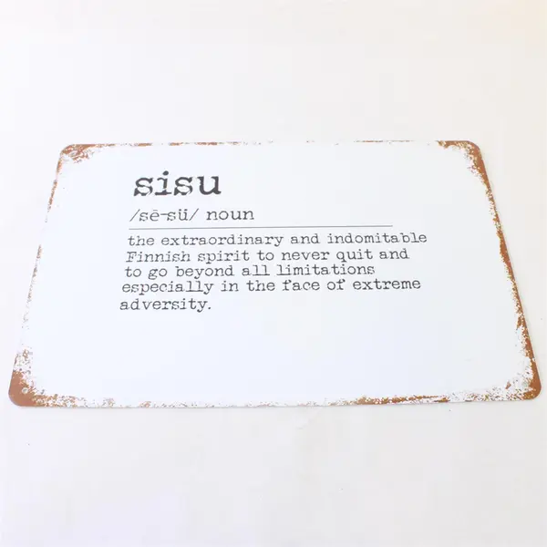Metal Sign Finnish Word Sisu Rustic Vintage Wall Plaque