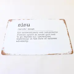 Metal Sign Finnish Word Sisu Rustic Vintage Wall Plaque