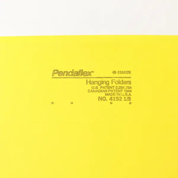 Lot of 20 Pendaflex Esselte No. 4152 1/5 Yellow Hanging File Folders