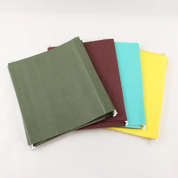 Lot of 21 Hanging File Folders Assorted Colors Green Plum Teal Yellow