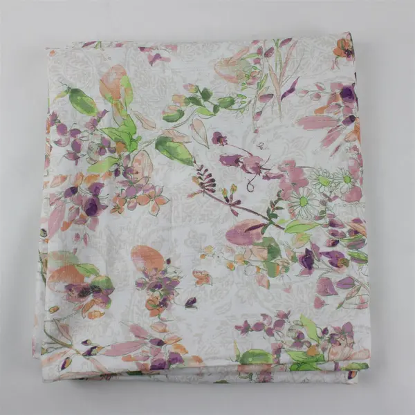 Holiday Home White Pink Purple Floral Rectangle Tablecloth 82x60