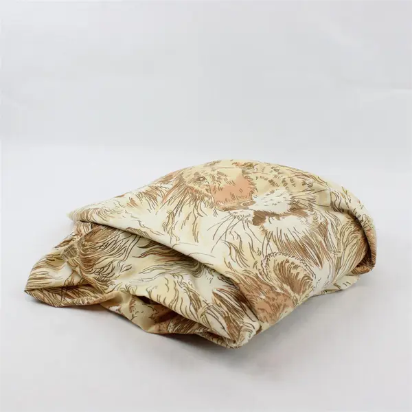 VTG Bibb Lion Print Cotton Blend Full Flat Sheet DIY Fabric Upcycling FLAWED 