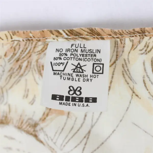 VTG Bibb Lion Print Cotton Blend Full Flat Sheet DIY Fabric Upcycling FLAWED 