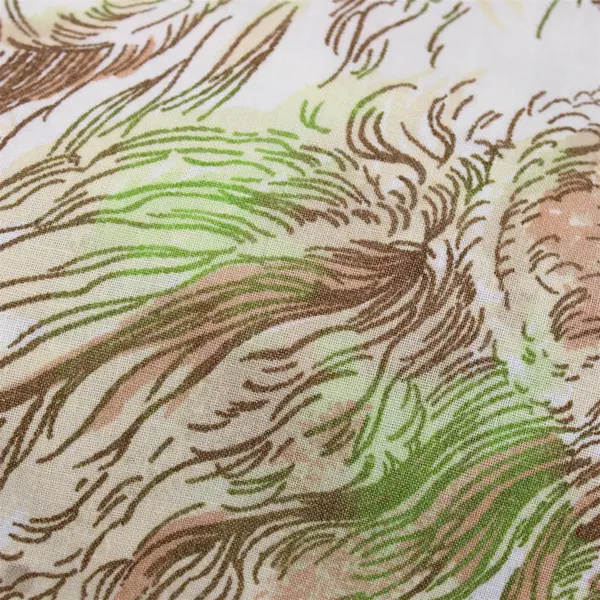 VTG Bibb Lion Print Cotton Blend Full Flat Sheet DIY Fabric Upcycling FLAWED 