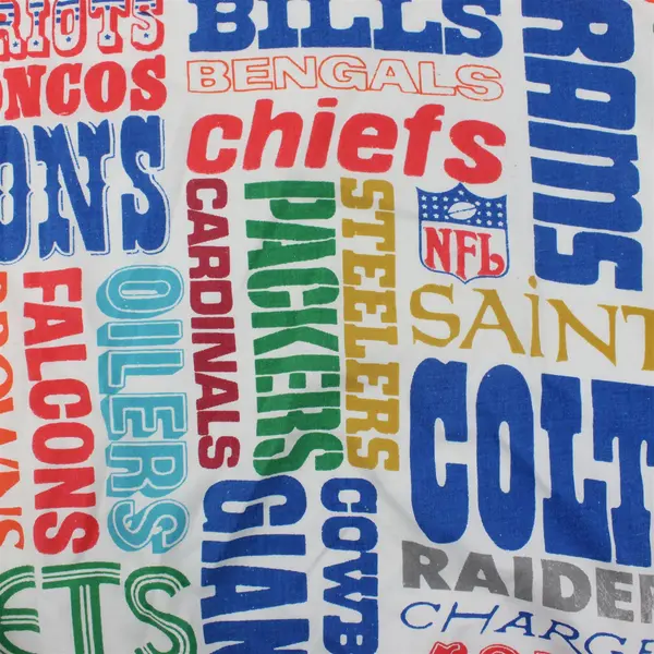 Vintage Bibb NFL Team Print Twin Fitted Sheet DIY Fabric Upcycling FLAWED
