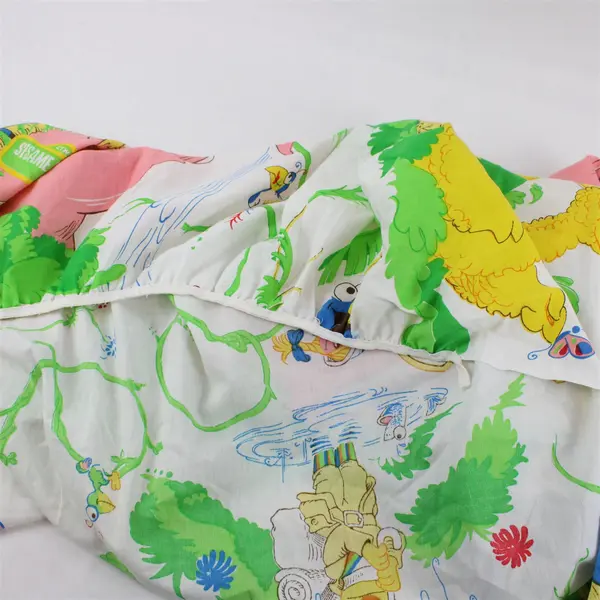 VTG JCPenney Sesame Street Zoo-Theme Twin Fitted Sheet DIY Fabric Upcycling