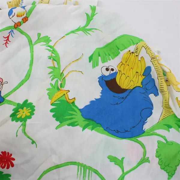 VTG JCPenney Sesame Street Zoo-Theme Twin Fitted Sheet DIY Fabric Upcycling