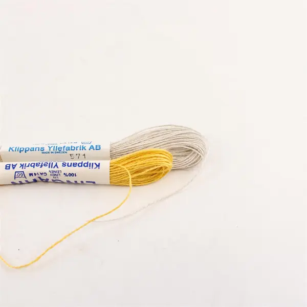 Lot of 5 Klippans Lingarn 100% Linen Thread Floss Sweden Yellow Tan Gray