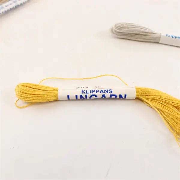 Lot of 5 Klippans Lingarn 100% Linen Thread Floss Sweden Yellow Tan Gray
