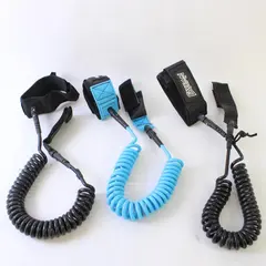 Lot of 3 Surfboard Paddleboard Coiled Leashes Black & Blue