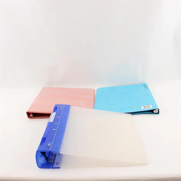 Lot of 3 Assorted Ring Binders Peach Blue Cardstock Clear Blue Spine 1 in 2.5 in