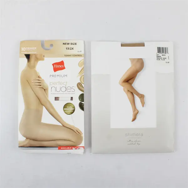 Lot of 2 Hanes Shimera Pantyhose NWT Plus Size Buff Medium Nude Sheer