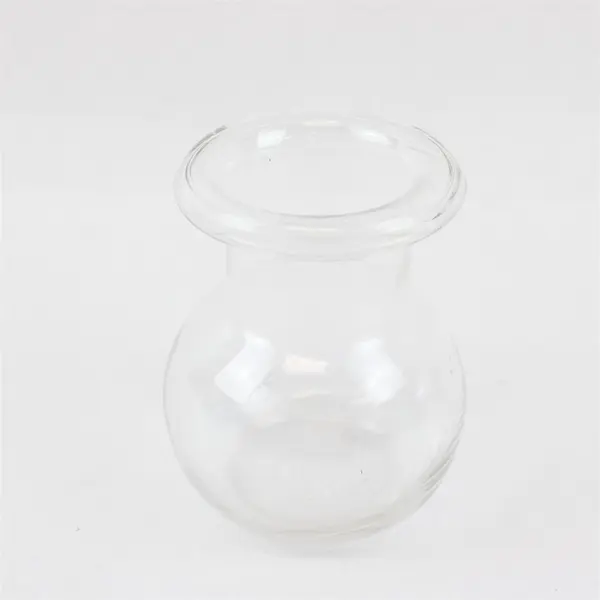 Lot of 3 Small Round Clear Glass Vases Various Styles 4" to 5"
