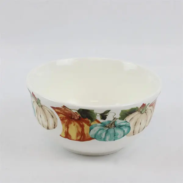 Royal Norfolk Fall Thanksgiving Pumpkin Pattern Ceramic Cereal Bowl