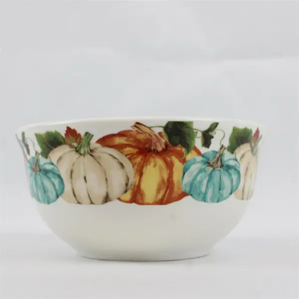 Royal Norfolk Fall Thanksgiving Pumpkin Pattern Ceramic Cereal Bowl