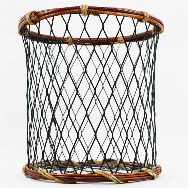 Wicker and Wire Small Organizer Basket 6.5" Office Desk Supplies