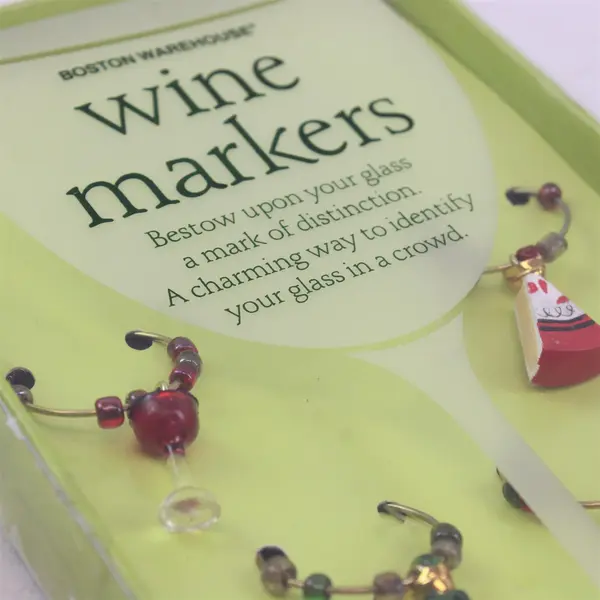 6 Pc Set Boston Warehouse Wine Marker Charms