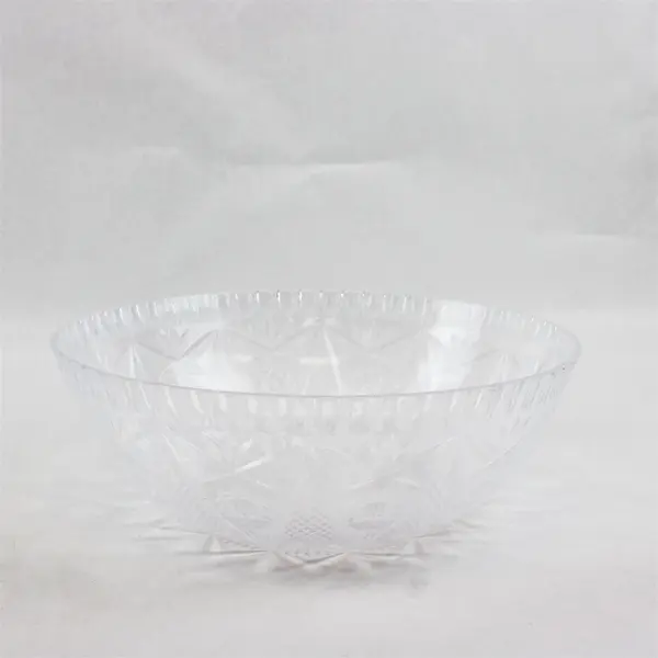 Lot of 6 Clear Plastic Serving Bowls 11" Cut Glass Design Party Supplies