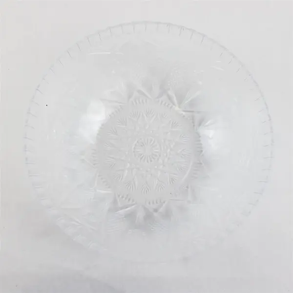 Lot of 6 Clear Plastic Serving Bowls 11" Cut Glass Design Party Supplies