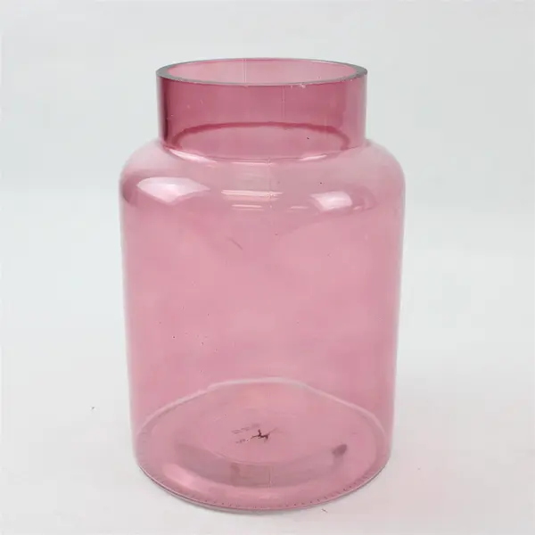 FTD 1910 Transparent Pink Glass Cylindrical Vase 8 in Modern