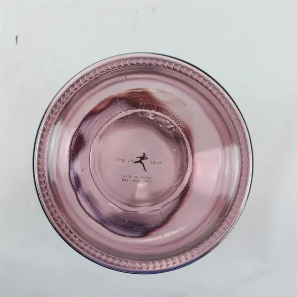 FTD 1910 Transparent Pink Glass Cylindrical Vase 8 in Modern