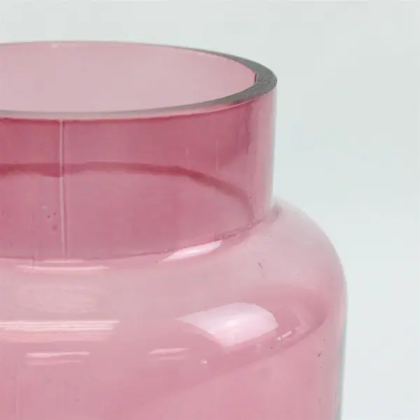 FTD 1910 Transparent Pink Glass Cylindrical Vase 8 in Modern