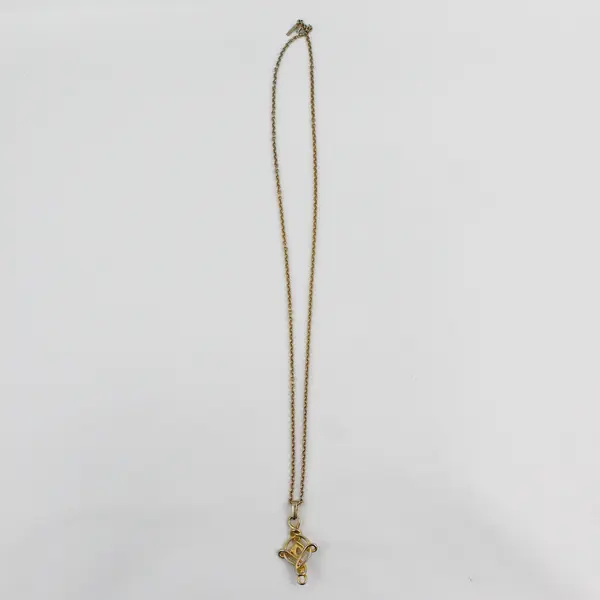 Casual Corner Gold Tone Celtic Knot Pendant Necklace With An Imitation Pearl 36"