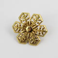 Vintage JJ Jonette Gold Tone Christmas Snowflake Hat Scarf Lapel Pin 