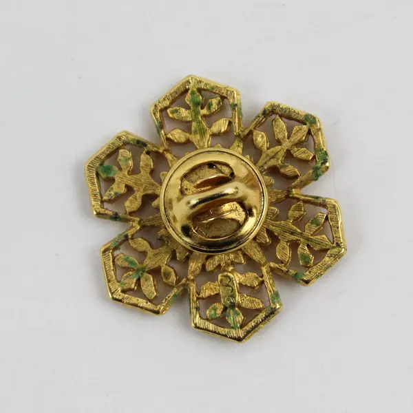 Vintage JJ Jonette Gold Tone Christmas Snowflake Hat Scarf Lapel Pin 