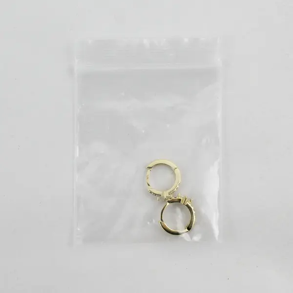 925 Sterling Silver Yellow Gold Tone CZ Huggie Earrings