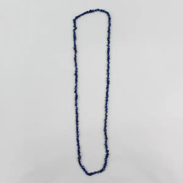 Vintage Blue Lapis Lazuli Chip Bead Necklace Single Strand 34" Long
