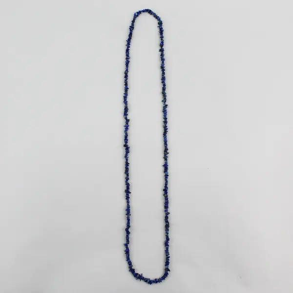 Vintage Blue Lapis Lazuli Chip Bead Necklace Single Strand 34" Long