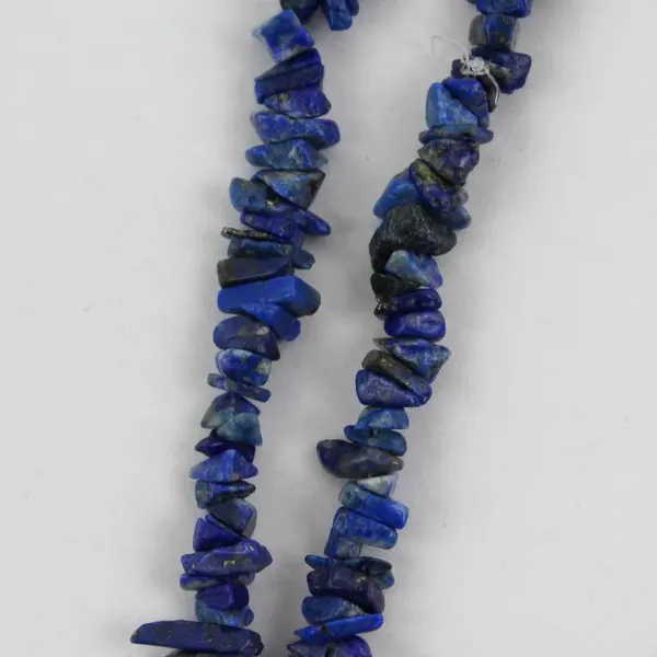 Vintage Blue Lapis Lazuli Chip Bead Necklace Single Strand 34" Long
