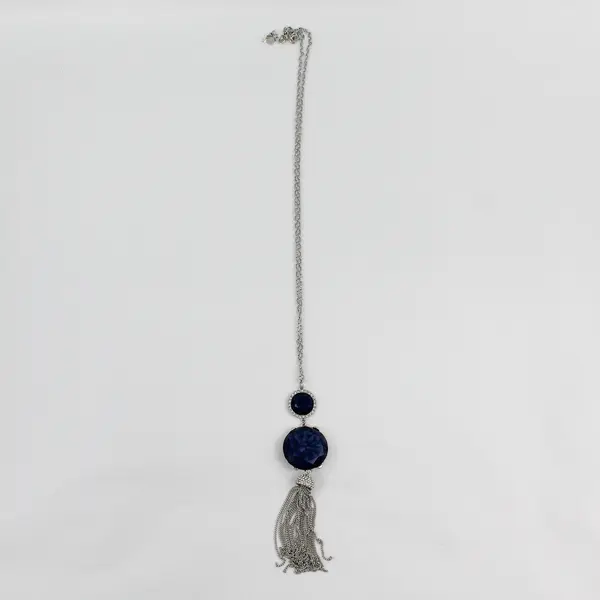  Simply Vera Wang Blue Rhinestone Tassel Necklace