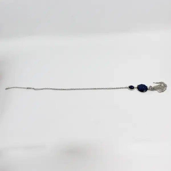 Simply Vera Wang Blue Rhinestone Tassel Necklace