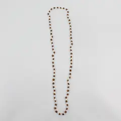 Brown White Beaded Strand Necklace 32in Seed Bead Unmarked