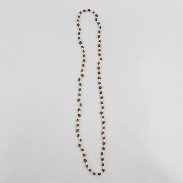 Brown White Beaded Strand Necklace 32in Seed Bead Unmarked