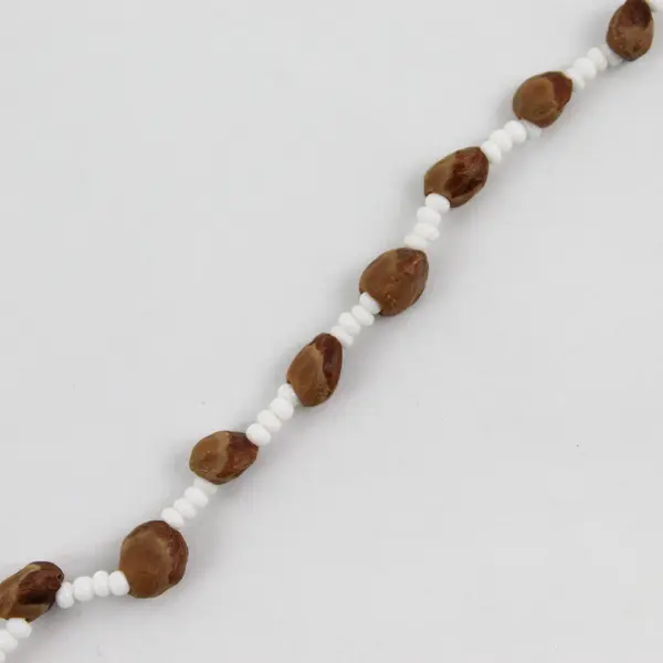 Brown White Beaded Strand Necklace 32in Seed Bead Unmarked