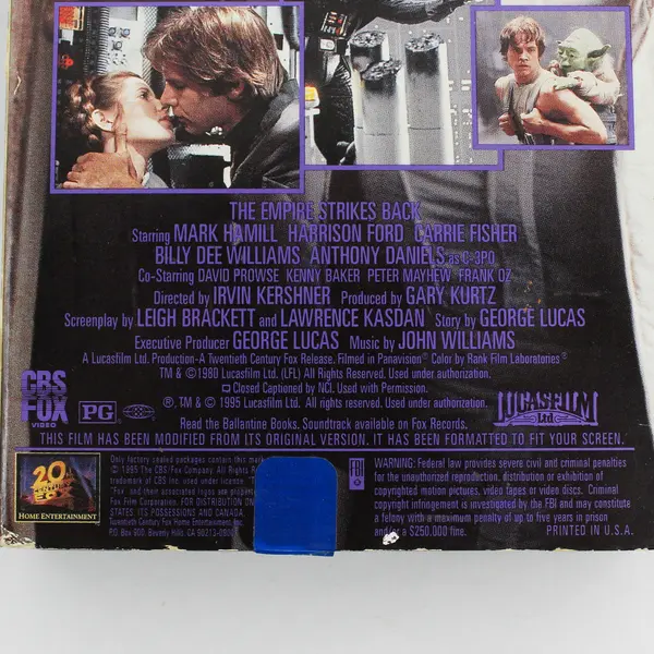Star Wars The Empire Strikes Back VHS Tape 1995