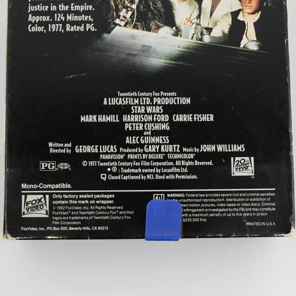 Star Wars FoxVideo VHS Tape Full Screen PG Sci-Fi Lucasfilm