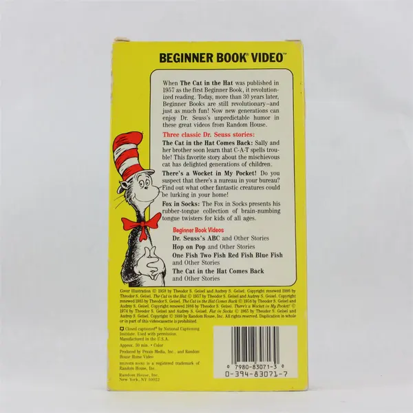 Dr. Seuss The Cat In The Hat Comes Back VHS 1989 Plus 2 More Dr. Seuss Classics