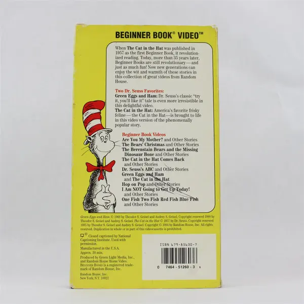 Dr. Seuss Green Eggs and Ham & The Cat in the Hat VHS Tape