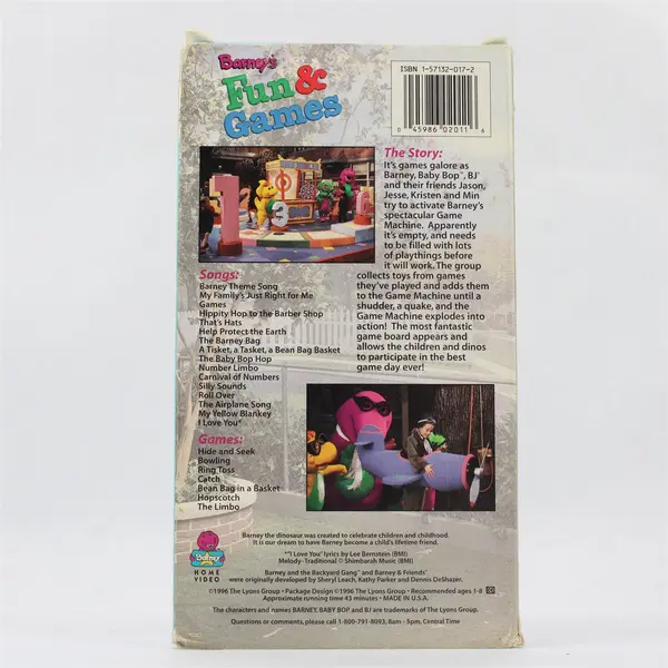 Barney's Fun & Games VHS 1996 Barney Home Video