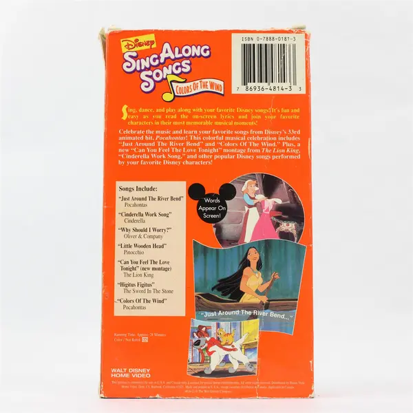 Disney's Sing Along Songs Pocahontas Colors of the Wind VHS 1995