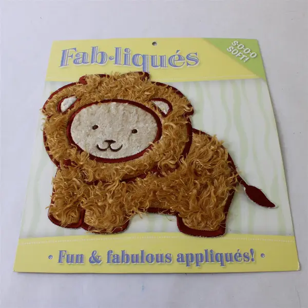 Lot of 3 Fabliques Soft Fuzzy Zoo Animal Machine Stitch Appliques