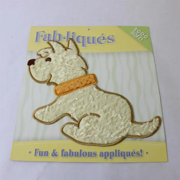 Lot of 2 Fabliques Soft Fuzzy Puppy Dog Machine Stitch Appliques