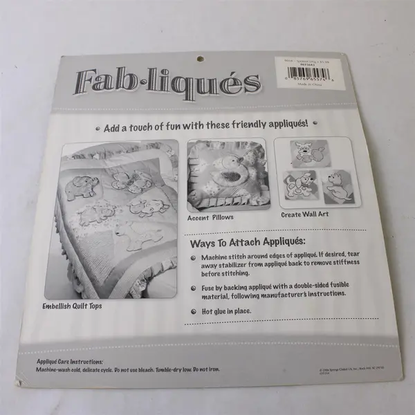 Lot of 2 Fabliques Soft Fuzzy Puppy Dog Machine Stitch Appliques