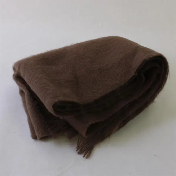 Vintage Brown Fringed Acrylic Scarf West Germany 11" x 51"