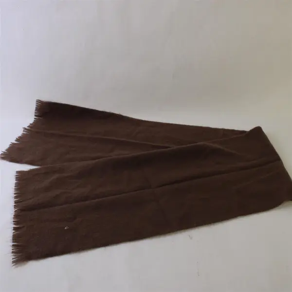 Vintage Brown Fringed Acrylic Scarf West Germany 11" x 51"
