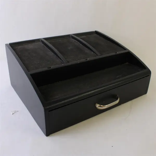 Black Wooden Charging Station Power Strip Organizer FLAWED